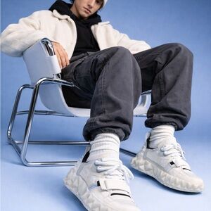 OETZI OETZIeroICE Men's Sneakers White Gray Leather Suede EU 44 (11.5)Lace Up